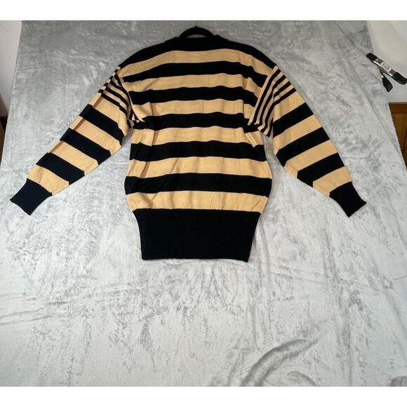 Via L.A Women's Size medium Sweater striped tan and black - Picture 16 of 16